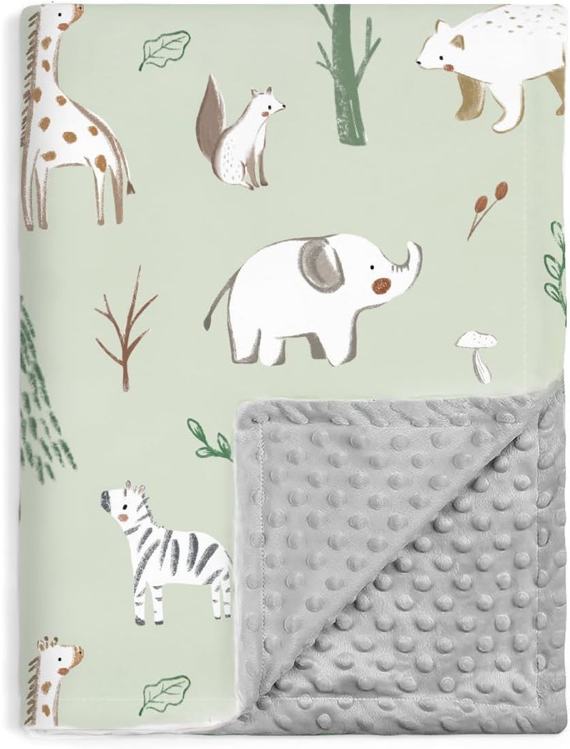 BORITAR Baby Blanket for Boy Girls Soft Lightweight Minky Blanket with Double Layer Dotted Fleece Backing for Toddler Infant Newborn with Lovely Woodland Animal Design, 30 x 40 Inch - Image 1